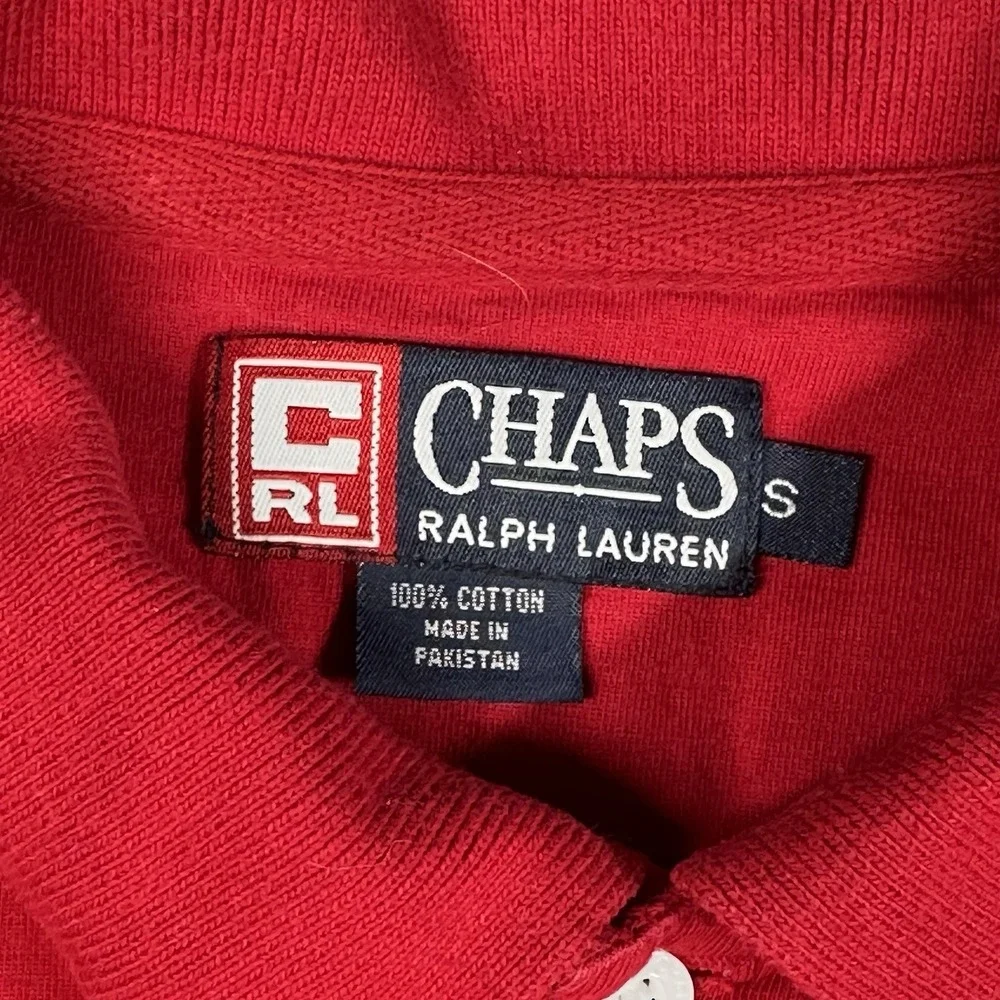 Vintage Chaps Ralph Lauren Red Striped Polo Shirt Mens Small Cotton Y2K‎